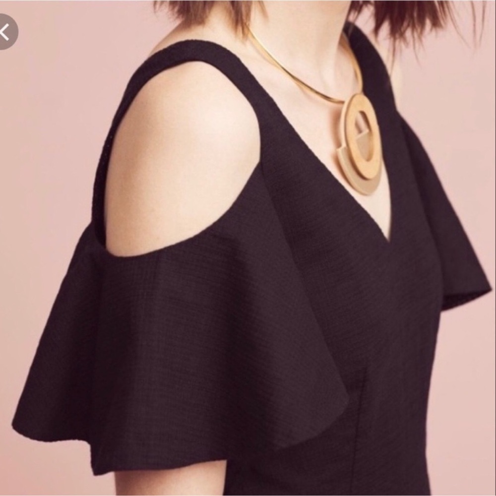Anthropologie Elevenses Cold Shoulder Black Romper Size 4 - Picture 8 of 10